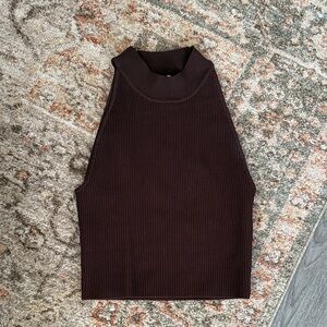 Brown Ribbed Top